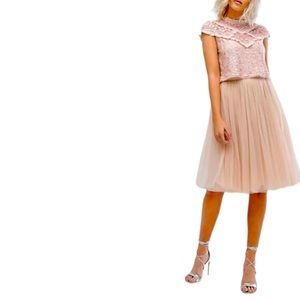 Needle & Thread Petal Pink Tulle Midi Skirt Birthday Party Event